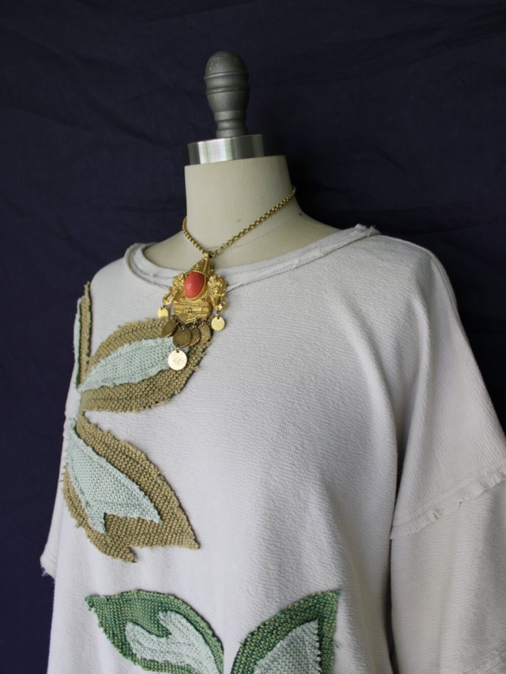 Oli & Hali oversized Flower applique Patchwork patch tunic Top free people S - Picture 9 of 11